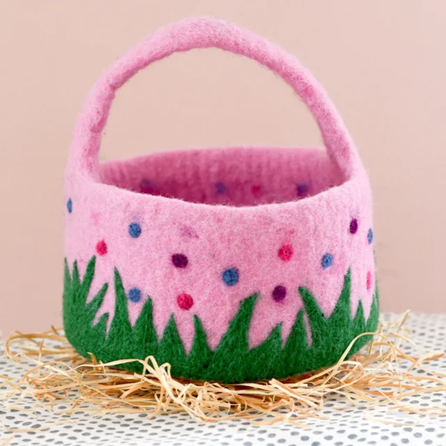 - Air box TSA certified check-inEaster Egg Hunt Basket | Felt Pink with Dots