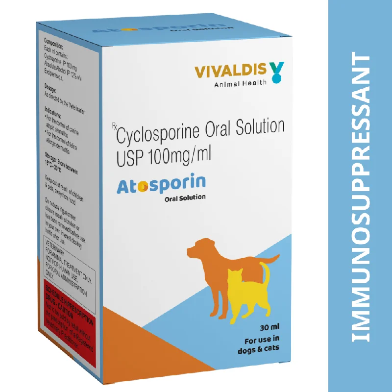 - Automatic temperature adjustment cat bedVivaldis Atosporin (Cyclosporin) Oral Solution for Dogs & Cats (30ml)