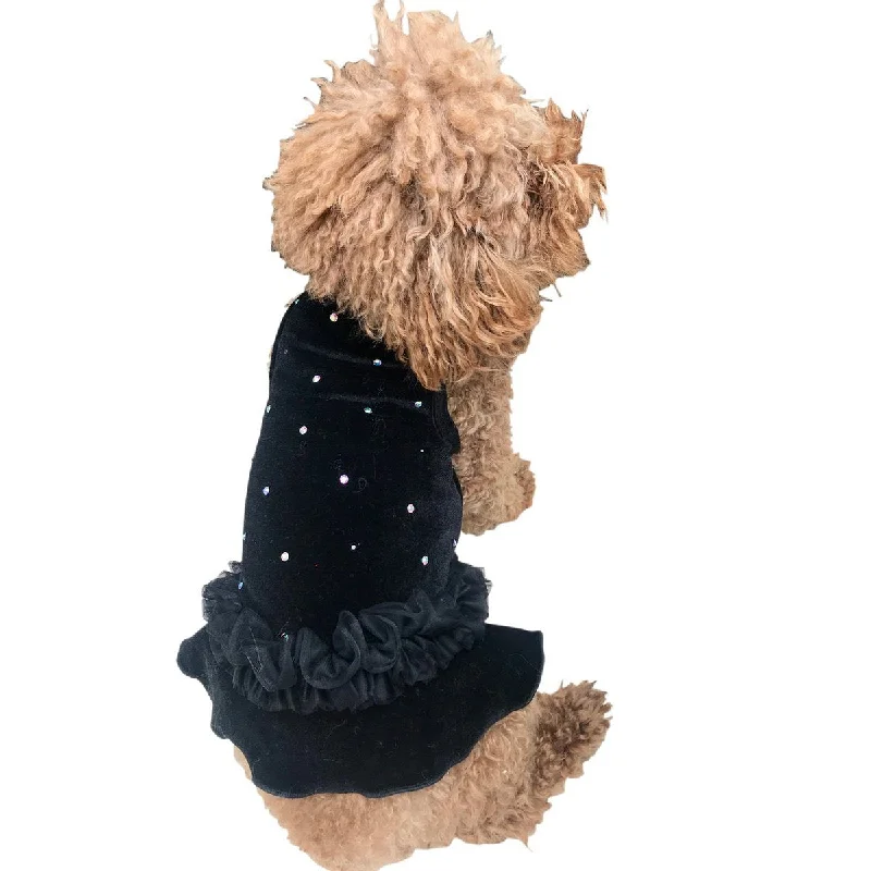 Pet night clothes with LED lightsTwinkle Dog Tutu Dress Black Velvet