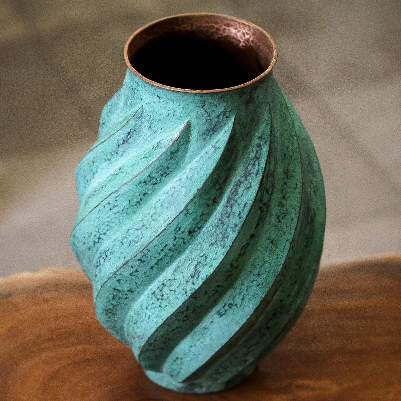 - Pet tear stain cleaning wipesAntique Spirals Spiral Motif Copper Vase from Mexico