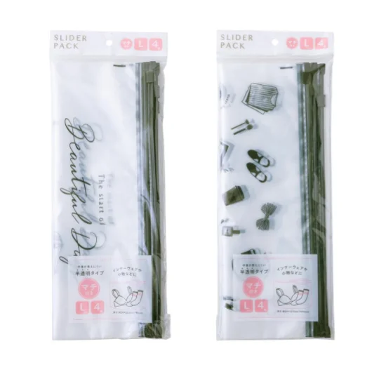 ---Semi-Transparent Pack with Slider - L - 4 pieces - Monotone - Girly Pattern