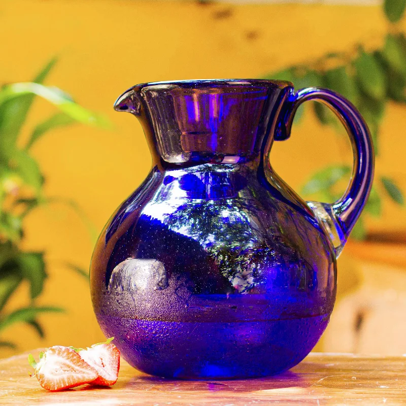 Pet ProductsCobalt Light Handblown Glass Recycled Classic Blue Pitcher Serveware
