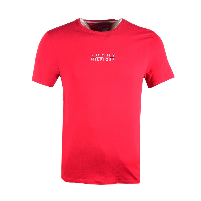 ---TH MEN S/S R. NECK SHIRT 78J8160-640 RED M (IR)