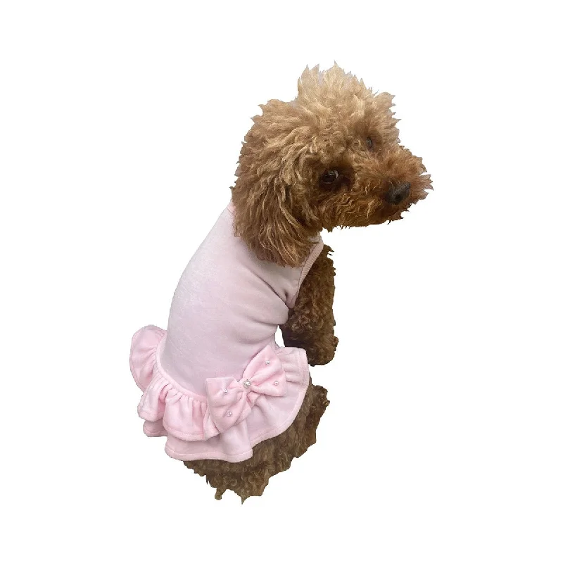 Pet rehabilitation recovery clothes (such as post-operative clothes)Velour Dog Dress Pearls And Bows