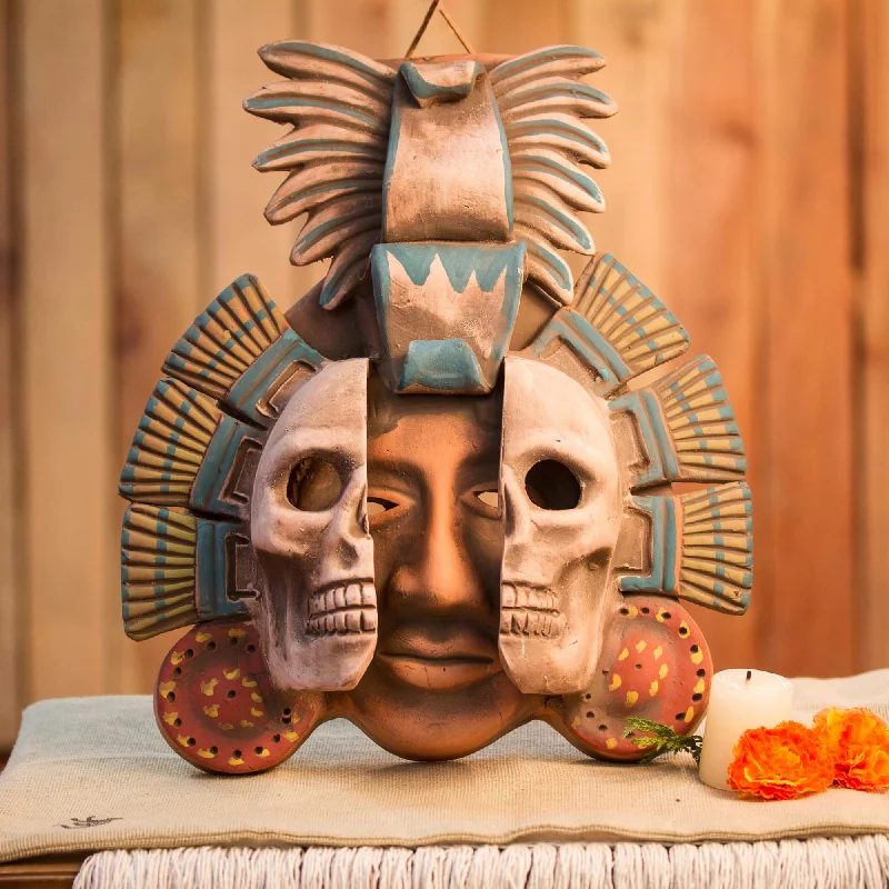 - Parrot climbing and standing wooden frameLife and Death in Teotihuacan Handcrafted Mexican Ceramic Skull Mask - Parrot climbing and standing wooden frameLife and Death in Teotihuacan Handcrafted Mexican Ceramic Skull Mask