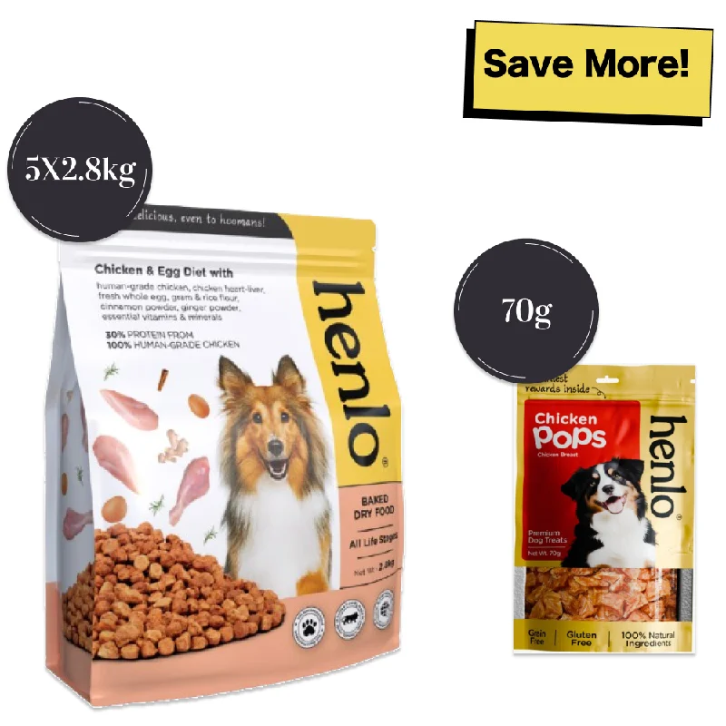 - Foldable and portable cat bagHenlo Chicken and Egg Baked Dry Food for Adult Dogs & Puppies and Chicken Pops Treats for Dogs Combo - Foldable and portable cat bagHenlo Chicken and Egg Baked Dry Food for Adult Dogs & Puppies and Chicken Pops Treats for Dogs Combo