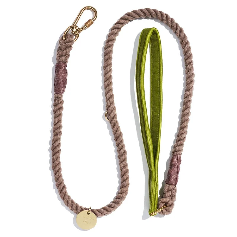 Washable Velvet Dog Leash Moss