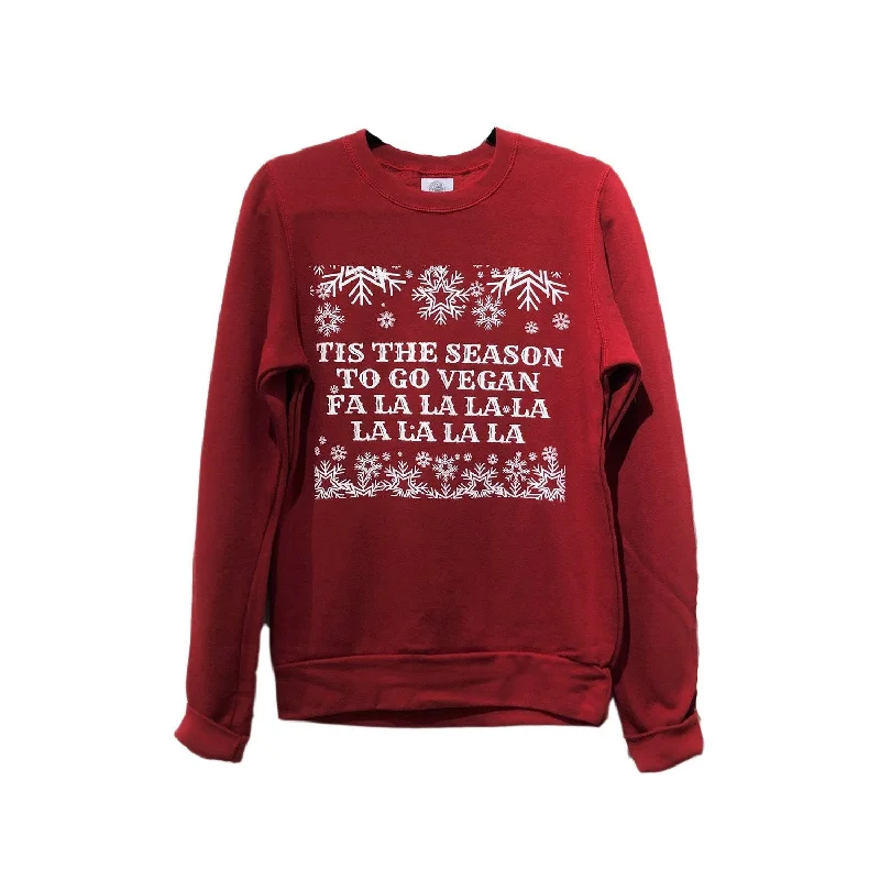  -Explosion-proof leash FOR LARGE dogsCLEARANCE - Talk Vegan To Me 'Tis The Season...' Red Unisex Crew Neck Sweater