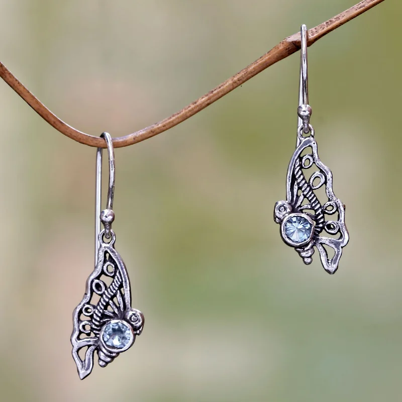 - Christmas pet Christmas clothingKupu-Kupu Blue Topaz Butterfly Dangle Earrings from Bali - Christmas pet Christmas clothingKupu-Kupu Blue Topaz Butterfly Dangle Earrings from Bali