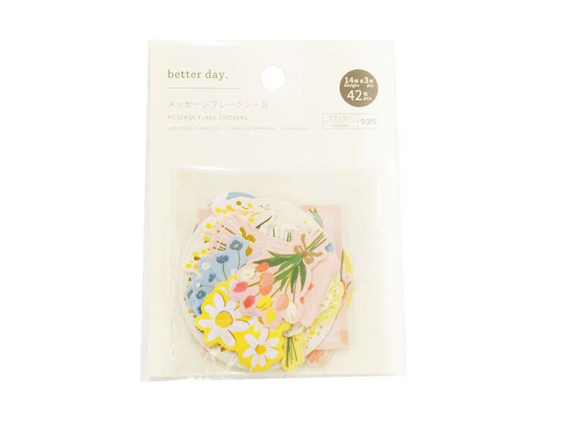 ---Message Flake Stickers - Spring Flower - 42 pcs -