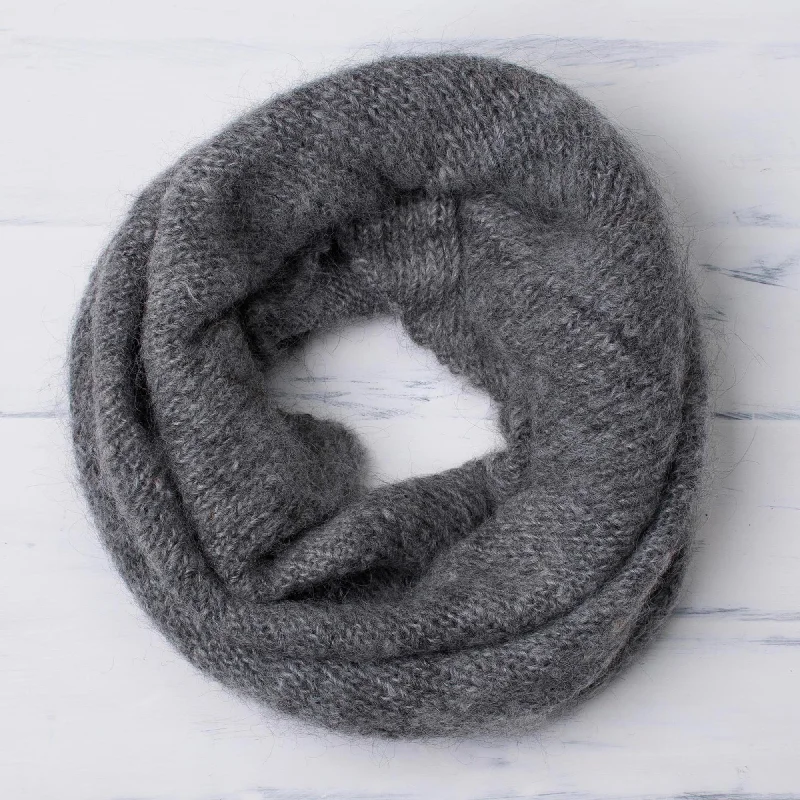 -Explosion-proof leash FOR LARGE dogsNatural Smoke Knit 100% Alpaca Neck Warmer in Smoke from Peru -Explosion-proof leash FOR LARGE dogsNatural Smoke Knit 100% Alpaca Neck Warmer in Smoke from Peru
