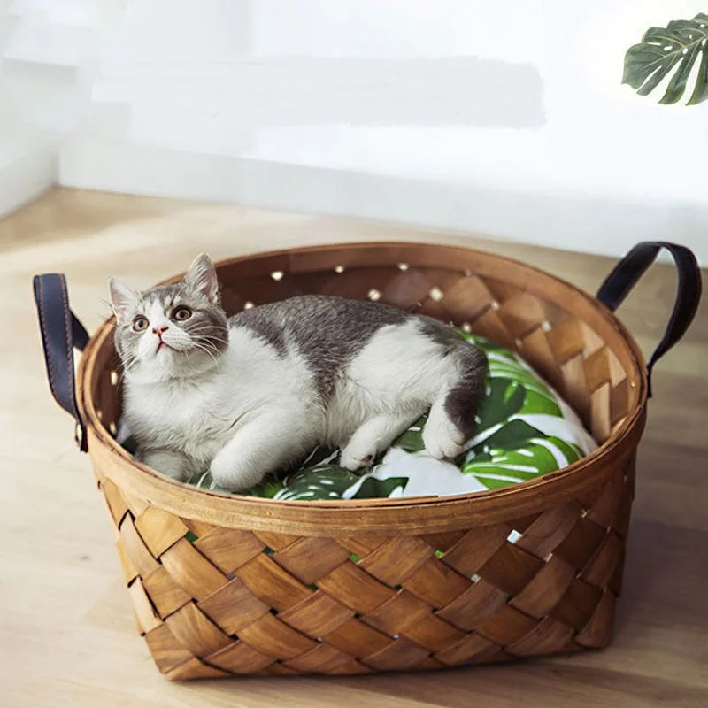 - ​​Christmas pet Christmas clothingBamboo Rattan Pet Bed and Cushion