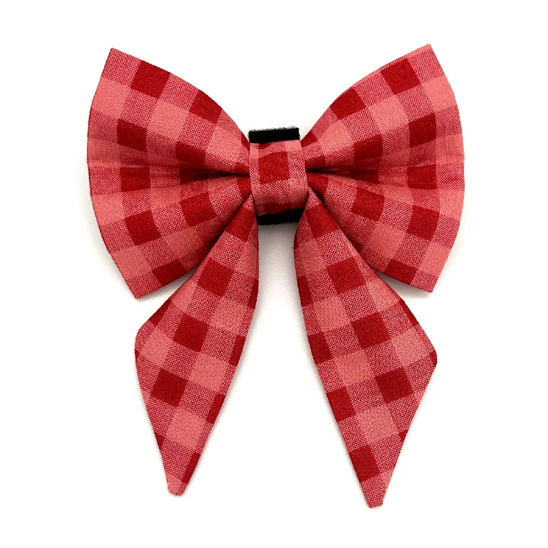 - Dog disposable foam shower gelRed and Pink Checkered Sailor Dog Bow