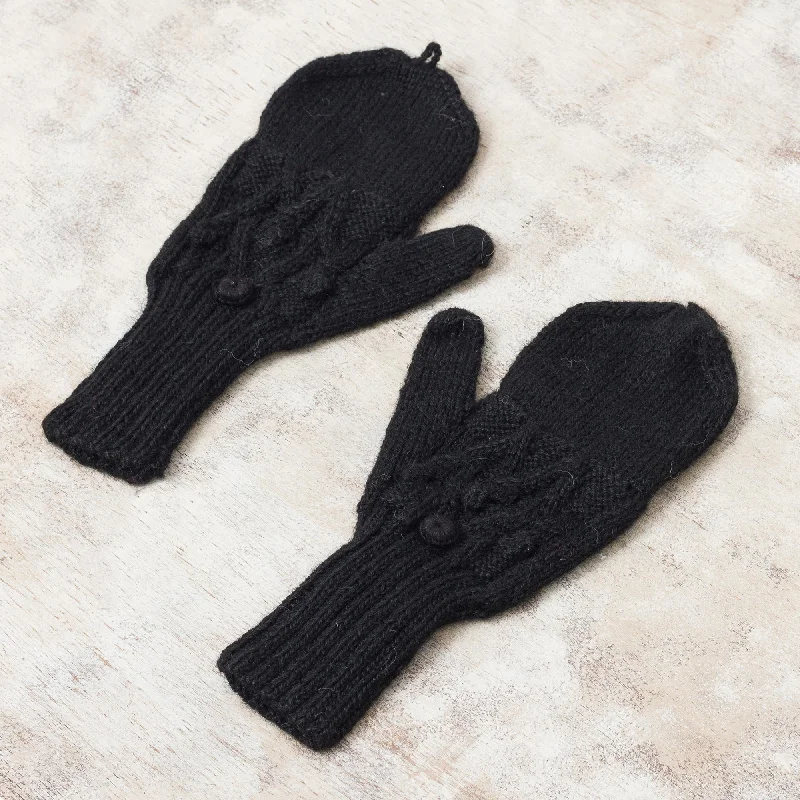 -Anti-scratch sofa protective coverDiamond Elegance in Black Diamond Pattern 100% Alpaca Mittens in Black from Peru -Anti-scratch sofa protective coverDiamond Elegance in Black Diamond Pattern 100% Alpaca Mittens in Black from Peru