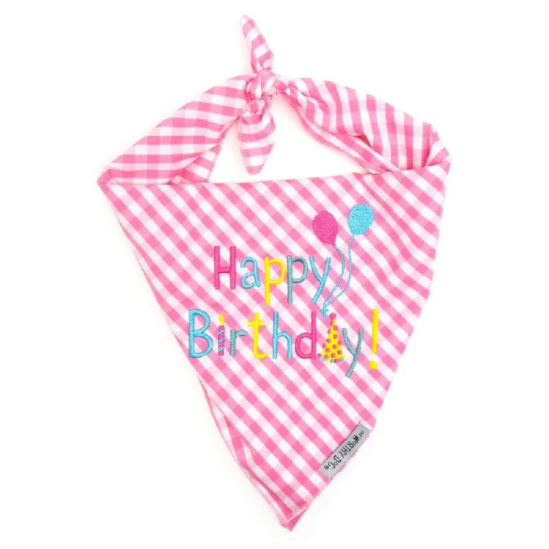 - Pet fence foldable indoorWorthy Dog Happy Birthday Pink Bandana
