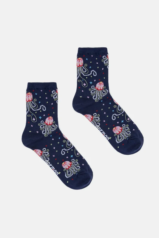 - Cat hair ball removal and hair removal creamNavy Jellyfish Socks