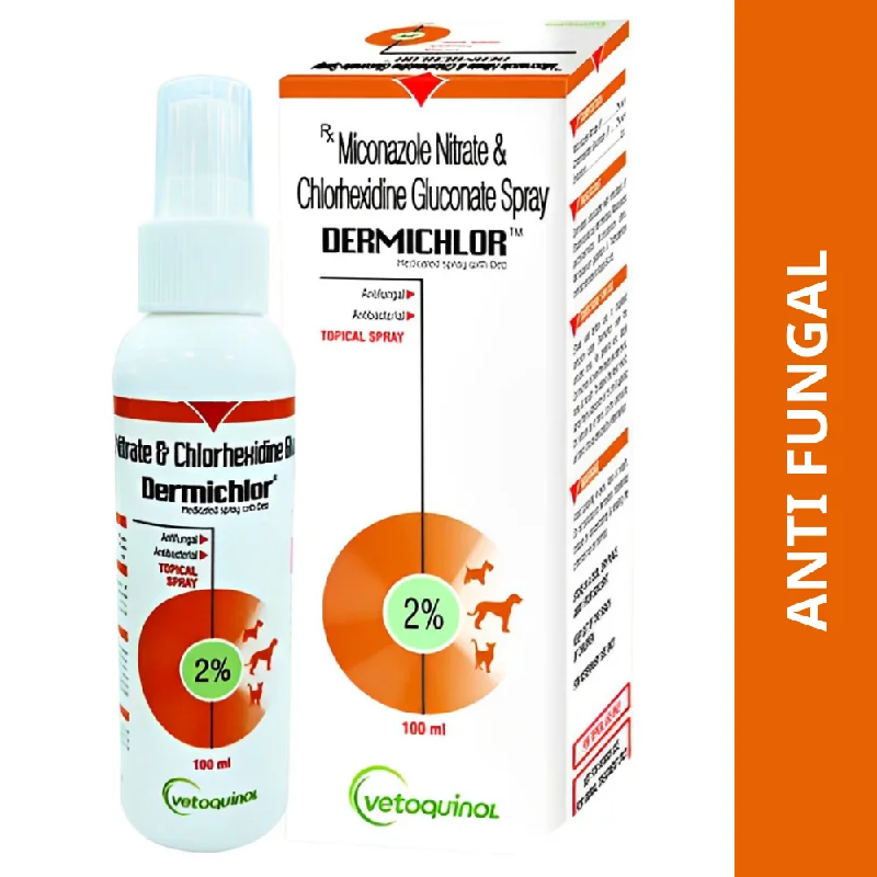 - Air box TSA certified check-inVetoquinol Dermichlor Antibacterial Antifungal Spray (100ml) for Dogs and Cats - Air box TSA certified check-inVetoquinol Dermichlor Antibacterial Antifungal Spray (100ml) for Dogs and Cats