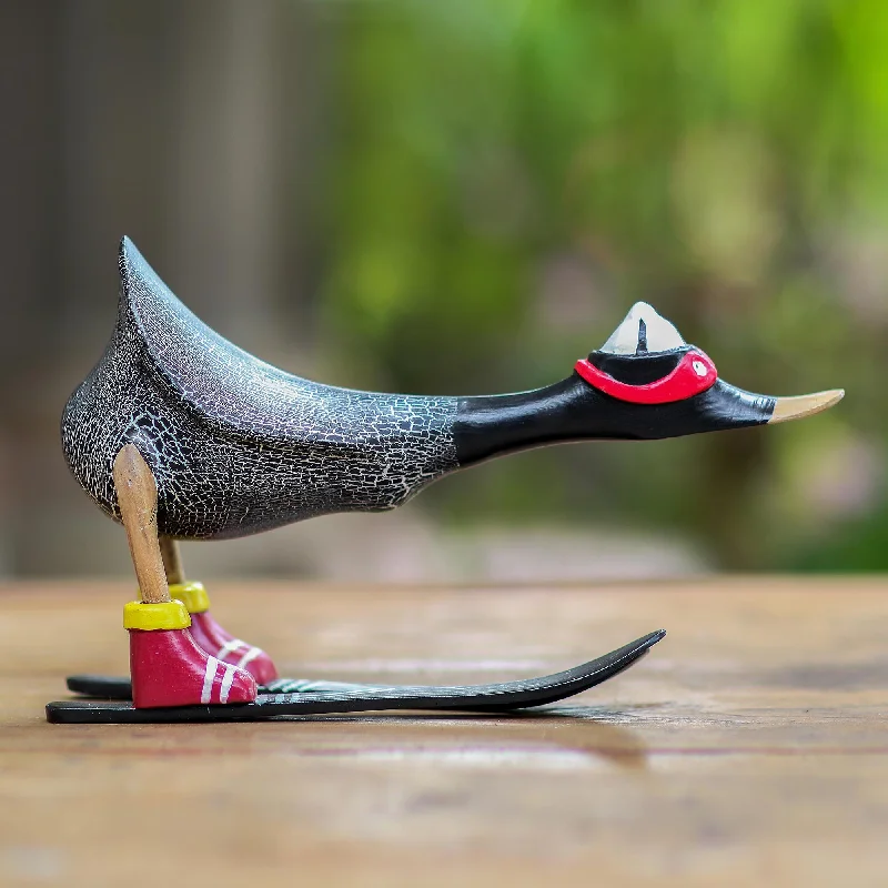- Cat anti-jump window safety netDownhill Duck in Black Hand Painted Wood Skiing Duck Statuette - Cat anti-jump window safety netDownhill Duck in Black Hand Painted Wood Skiing Duck Statuette