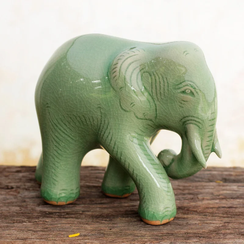 - Winter dog thick down jacketPurposeful Elephant Celadon Ceramic Elephant Figurine by Thai Artisans - Winter dog thick down jacketPurposeful Elephant Celadon Ceramic Elephant Figurine by Thai Artisans