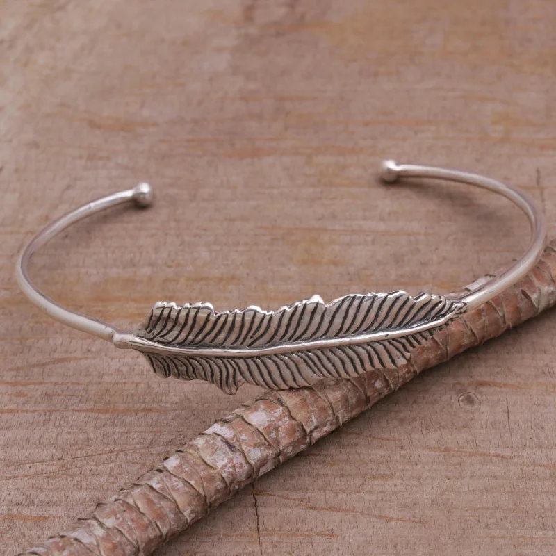  -Splash-proof food bowl AND Anti-choking slow food bowlAlluring Feather 925 Sterling Silver Feather Cuff Bracelet from Bali