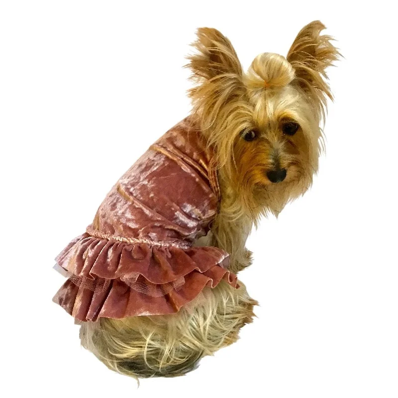 Pet cotton clothesCrushing On You Dog Dress Rosewater Metallic Velvet