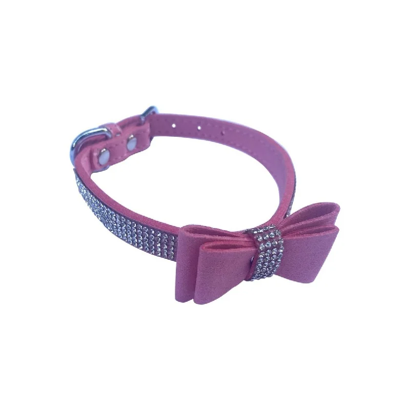  . **Cat drinking fountain filter model**Rhinestone With Bow Dog Collar Pink