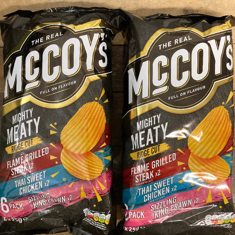 - Pet tear stain cleaning wipes12x McCoy's Ridge Cut Mighty Meaty Crisps (2 Packs of 6x25g)