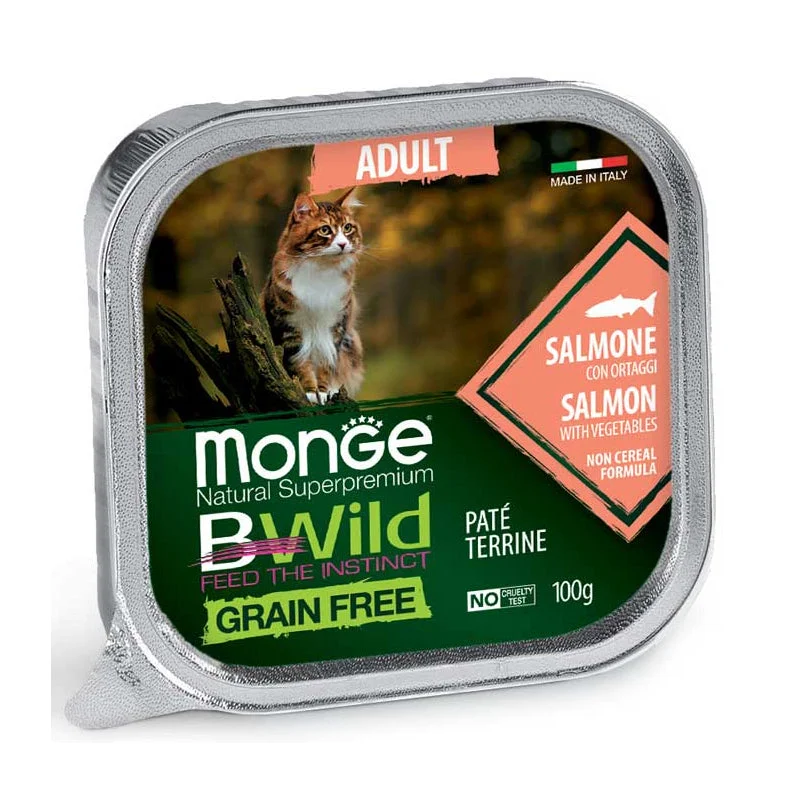  -Anti-scratch sofa protective coverMonge Bwild Cat Adult Salmon/Veg x 100 G