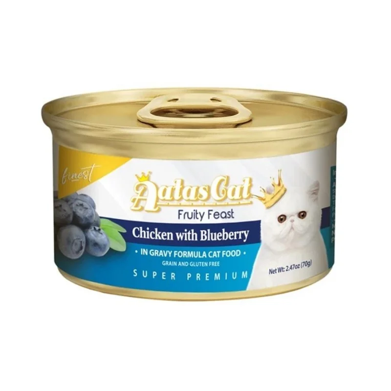 - Cat food for multi-cat households Aatas Cat Fruity Feast Chicken With Blueberry In Gravy Canned Cat Food - Cat food for multi-cat households Aatas Cat Fruity Feast Chicken With Blueberry In Gravy Canned Cat Food