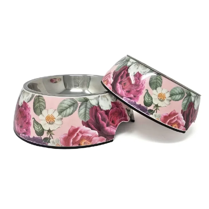 ---Pink Floral Dog Bowl - 3 Sizes