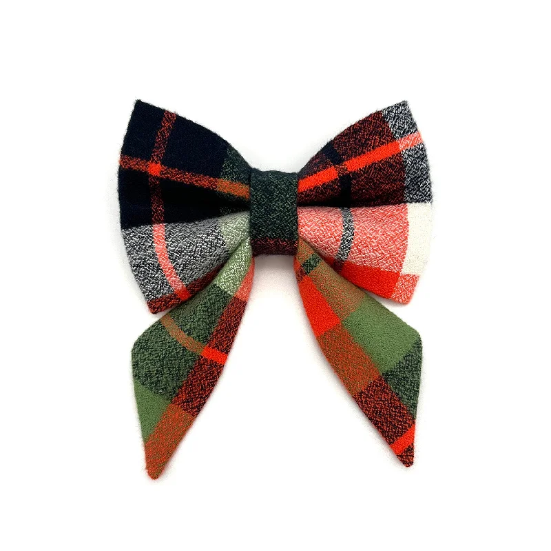- Remote interactive pet feederWillow Plaid Flannel Sailor Dog Bow