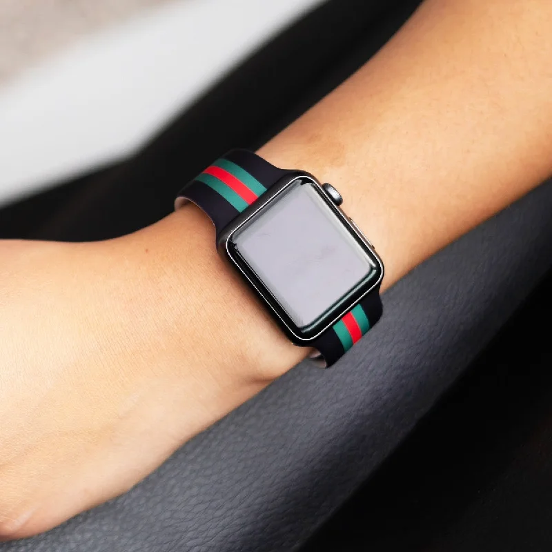 ---Designer Stripe Black Watch Band