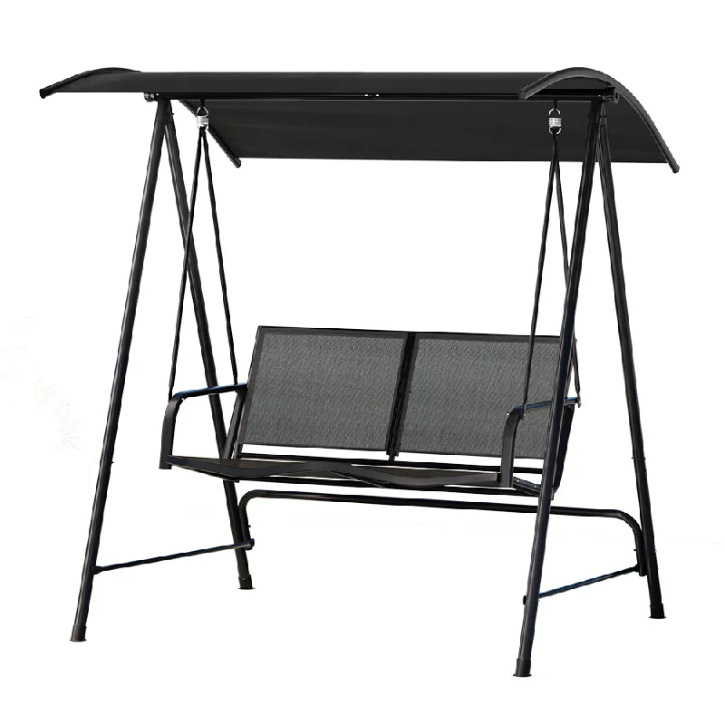 ---Gardeon Outdoor Swing Chair Garden Bench Furniture Canopy 2 Seater Black