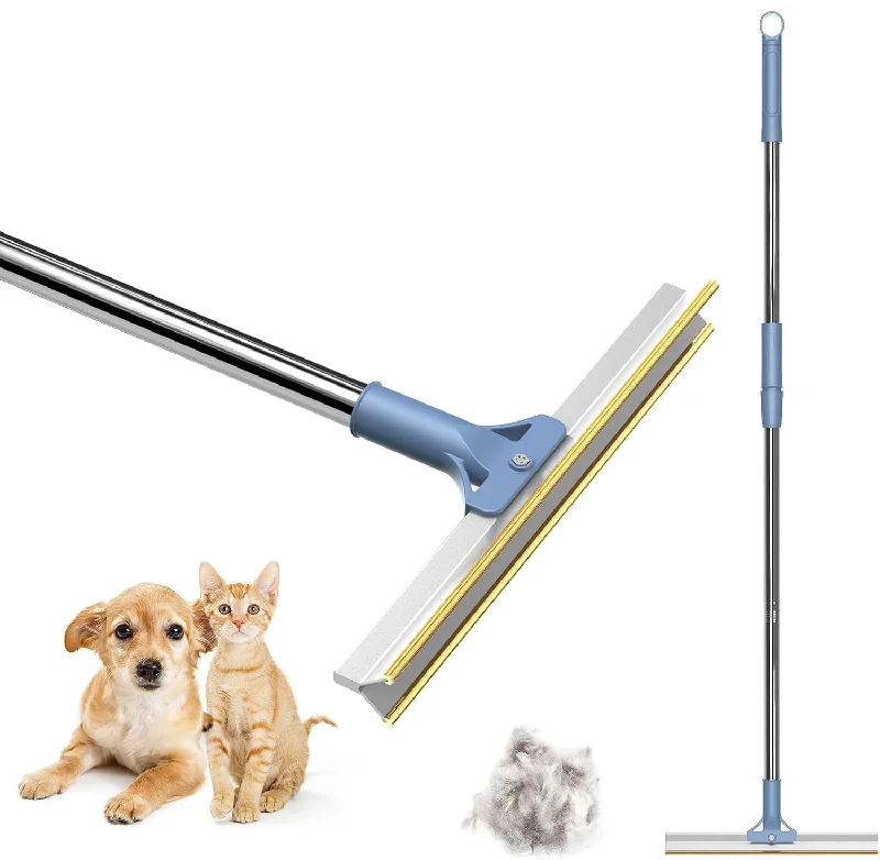 ---Pet Hair Remover Floor Squeegee with Extendable Handle ,Effective Fur and Hair Sweeper for Hard Floors