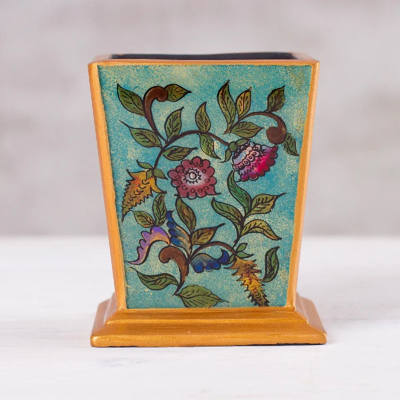 - Dog anti-slip matFlowering Companion Handcrafted Reverse-Painted Glass Pencil Holder from Peru