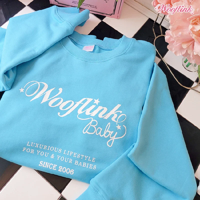Classification by brand or style:Wooflink Living the Best Life With My Mom Sweatshirt in Blue