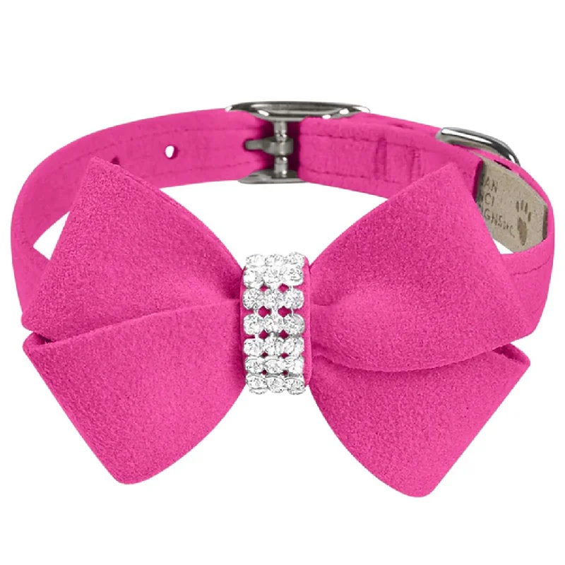  . **Dog muzzle is breathable**Nouveau Bow Dog Collar Pink Sapphire