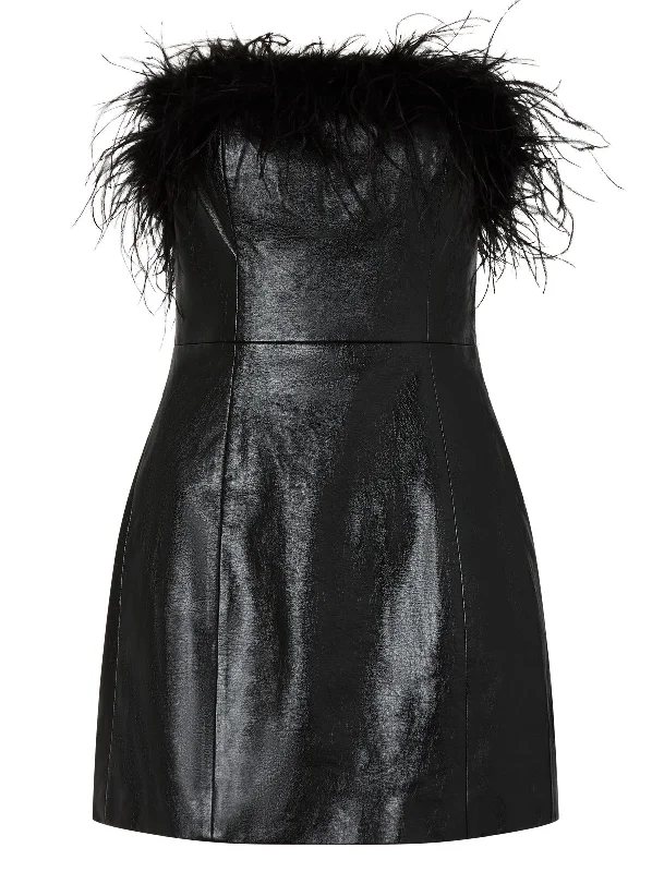 Poppy Vinyl And Feather Mini Dress Poppy Vinyl And Feather Mini Dress