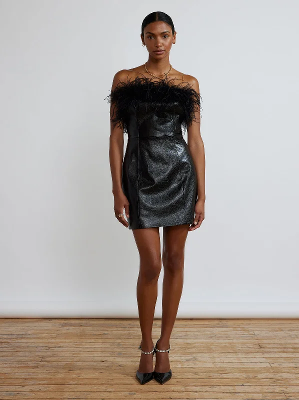 Poppy Vinyl And Feather Mini Dress Poppy Vinyl And Feather Mini Dress
