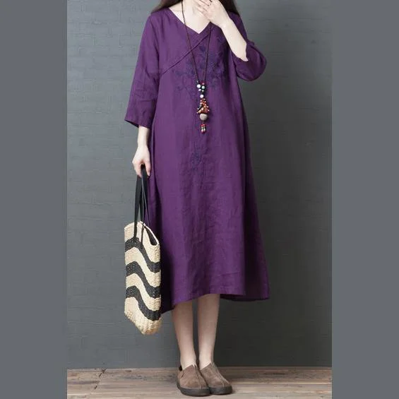 Natural v neck cotton Tunics Fashion Ideas purple Maxi Dresses summer