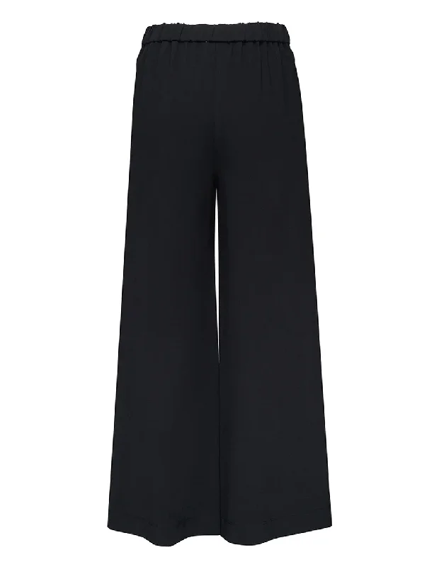 Viscose Nylon Ponte High Slit Pants (Black)