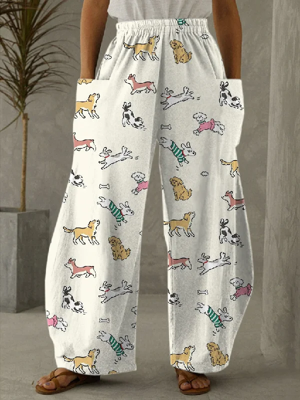 Cute Puppies Printed Casual Pants