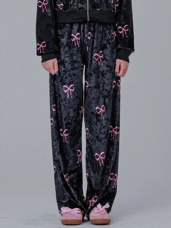 Dilettantism Ribbon Velvet Track Pants Black