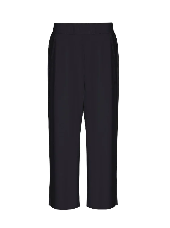 Cropped Wide Leg Pant With Pockets (Black)