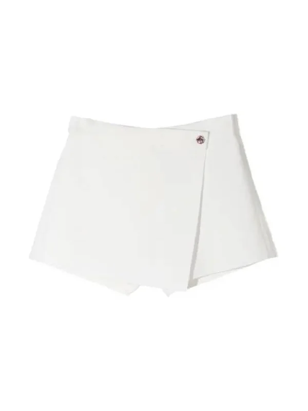 Front Button Panel Shorts Ivory