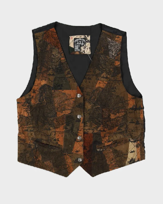 Vintage 80s Two One Two Map Print Waistcoat - M