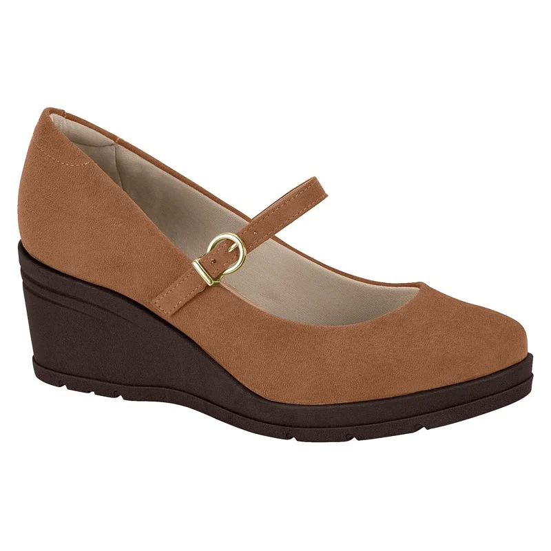 Beira Rio 4299-101 Mary-Jane Wedge in Amber Suede