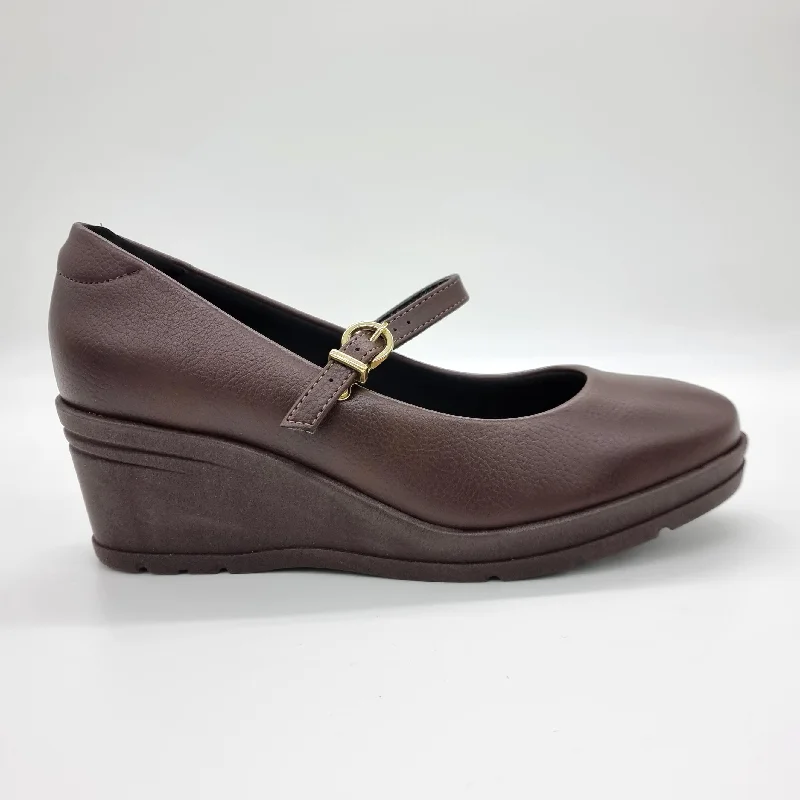 Beira Rio 4299-101 Mary-Jane Wedge in Coffee Napa