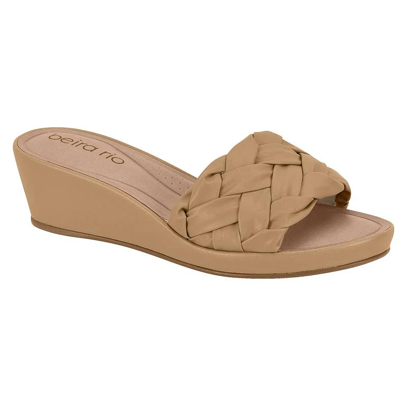 Beira Rio 8457-312 Wedged Slip-on Sandal in Tan