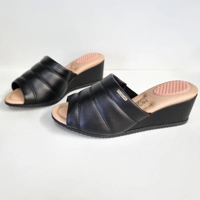 Modare 7164-109 Wedged Mule in Black Napa